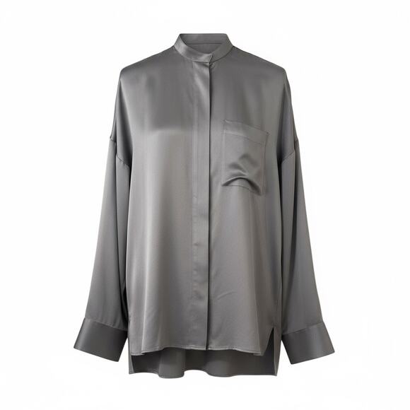 Haider Ackermann Silver Silk Charmeuse Oversized Top size FR 34 - Picture 1 of 15